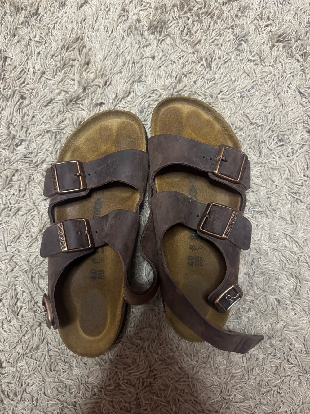 Birkenstock Brown Double-Buckle Sandals with Ankle Strap